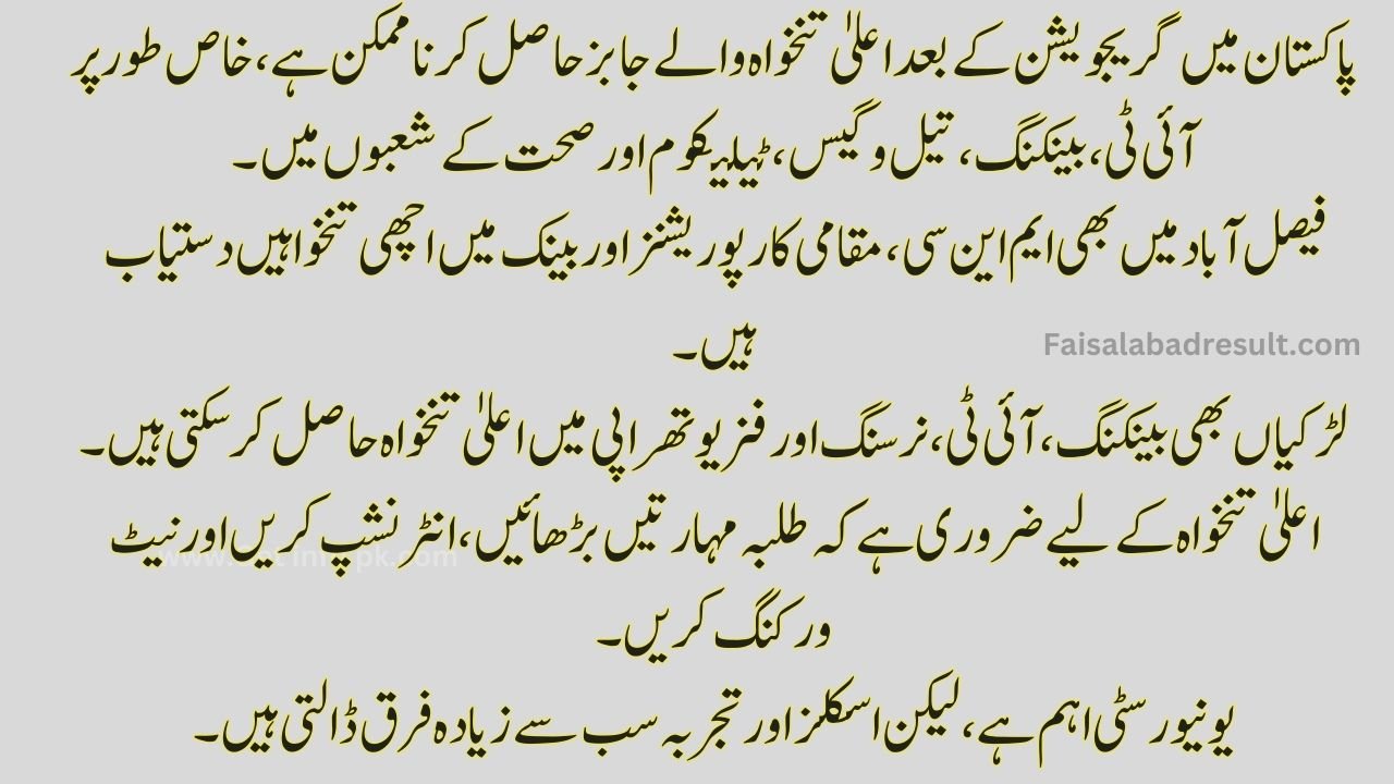 High Salary Jobs After Graduation in Pakistan